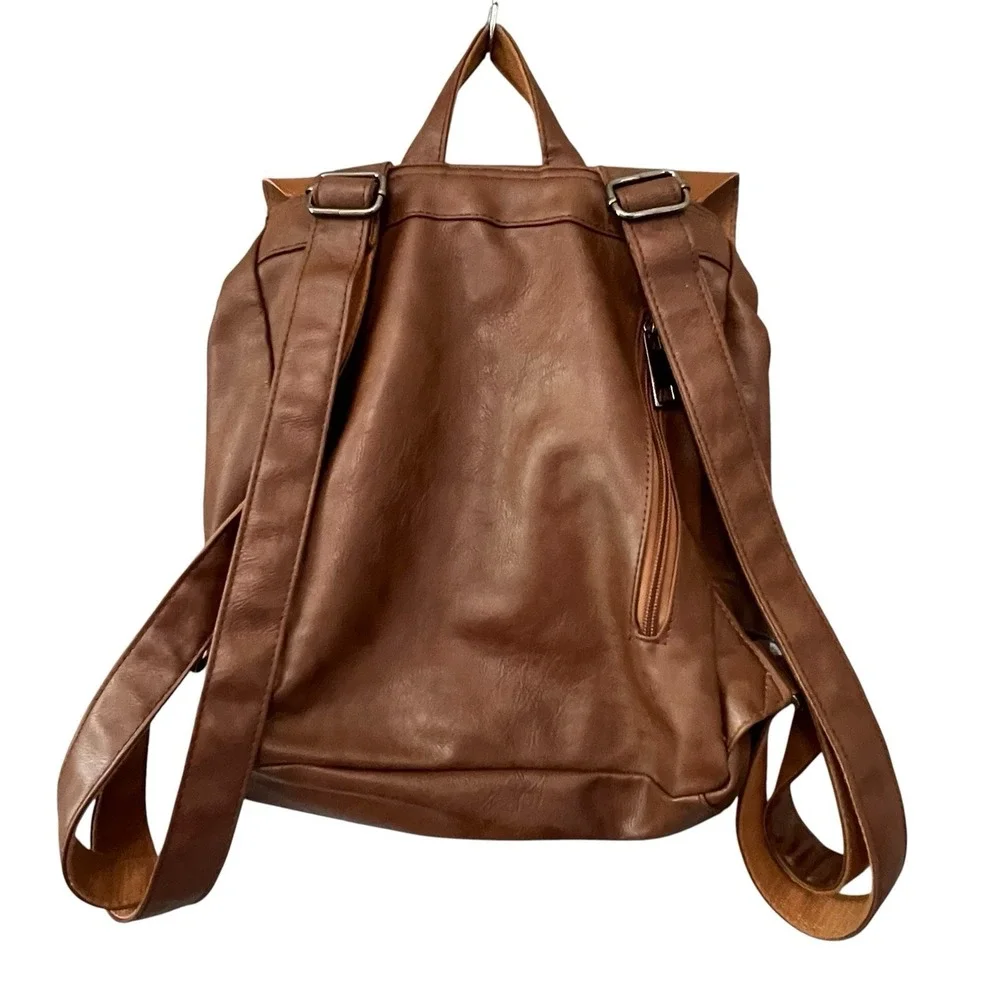 LXY Vegan Leather Backpack Vintage Style Bookbag Unisex